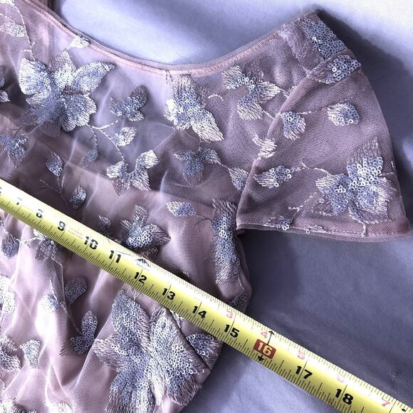 CALVIN KLEIN Embroidered Gown Blush Pink Sz 4 Floor Length Dress Cap Sleeve Prom - Picture 11 of 16